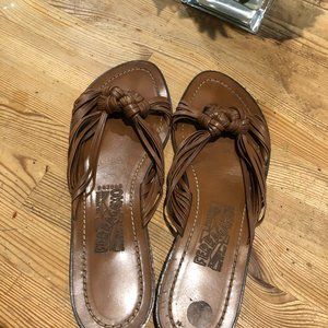 Salvator Ferragamo Leather slip on sandals 9 1/2